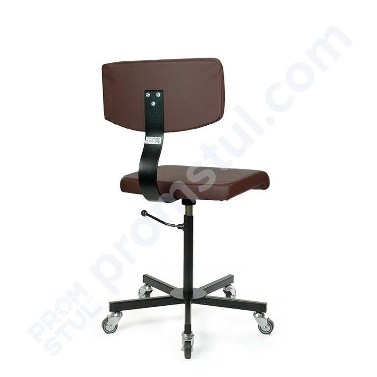 Стул промышленный на колесах мягкий кожзам