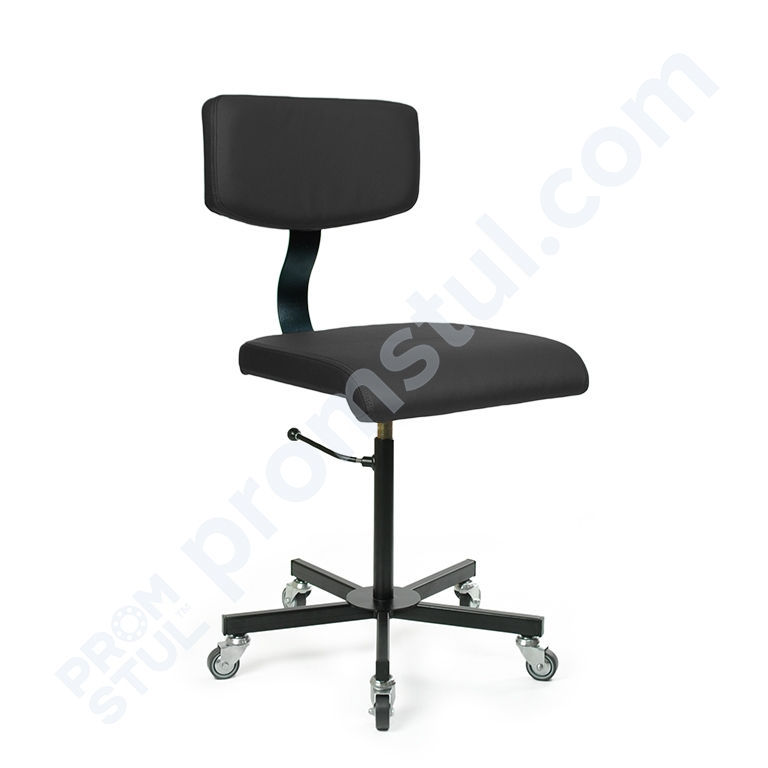 Стул промышленный на колесах мягкий кожзам