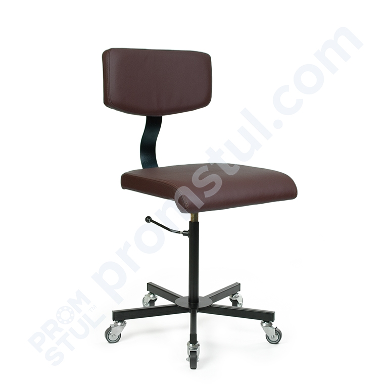 Стул промышленный на колесах мягкий кожзам